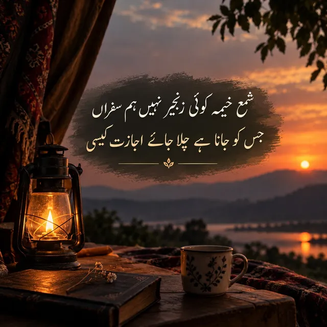 Photo by Poetry: شمعِ خیمہ کوئی زنجیر نہیں ہم سفراں
 جس کو جانا ہے چلا جائے اجازت کیسی
🖋️✨❤️