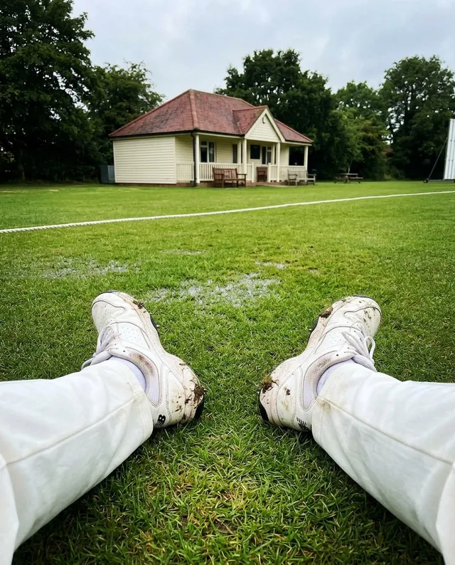 Photo by Hamza Siddiqui: Sunday league is back. Pitch thori geeli hai but bowling runs to mileinge aaj.